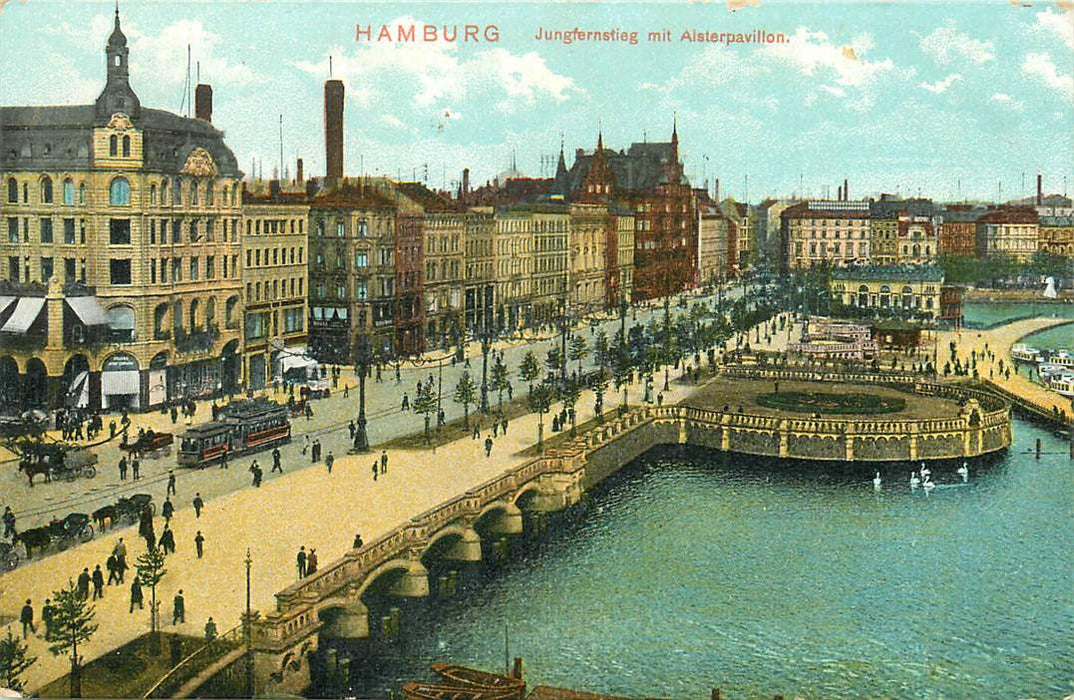 Hamburg Jungfernstieg mit Aisterpavillon