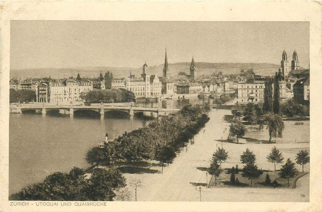 Zürich Utoquai und Quaibrucke