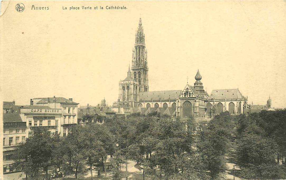 Anvers La place Verte et la Cathedrale