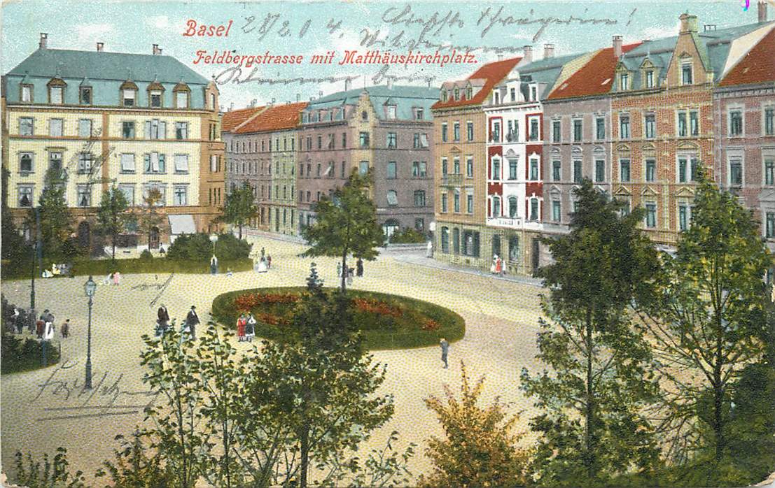 Basel Feldbergstrasse mit Matthauskirchplatz