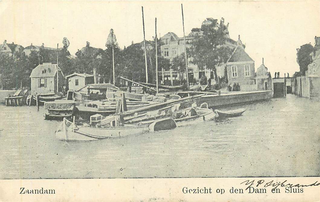 Zaandam Gezicht op den Dam en Sluis