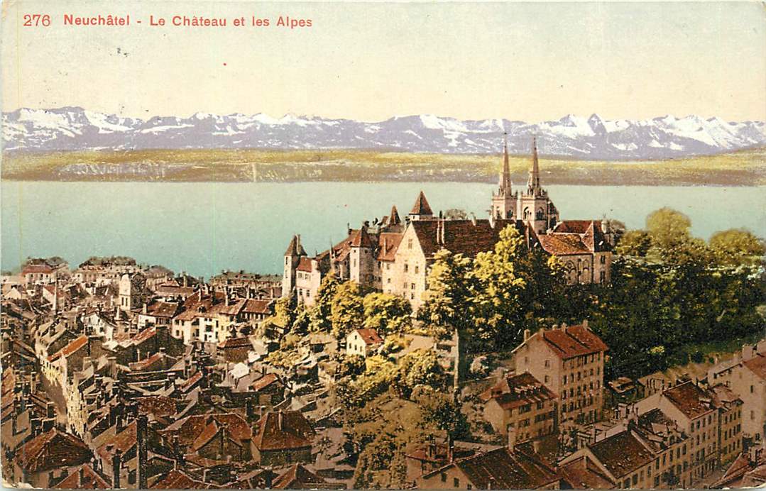 Neuchatel Le Chateau et les Alpes