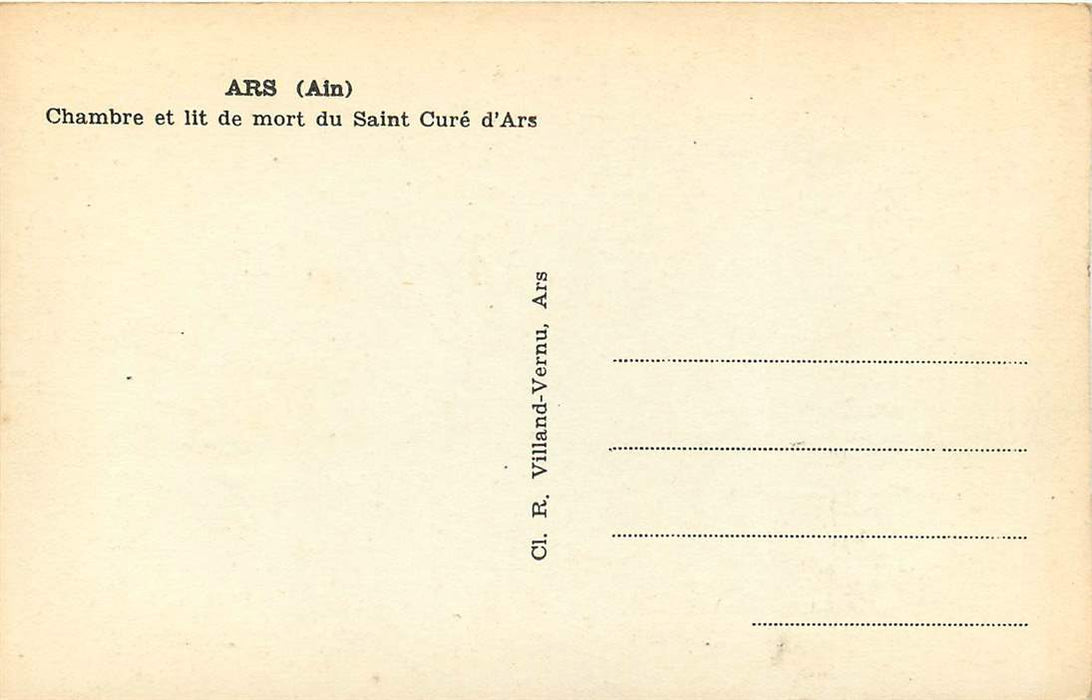 Ars Chambre et lit de mort du Saint Cure d'Ars