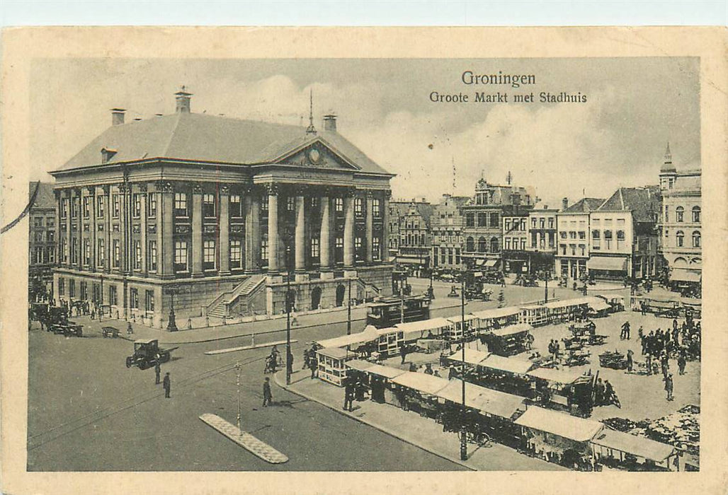 Groningen Groote Markt met Stadhuis