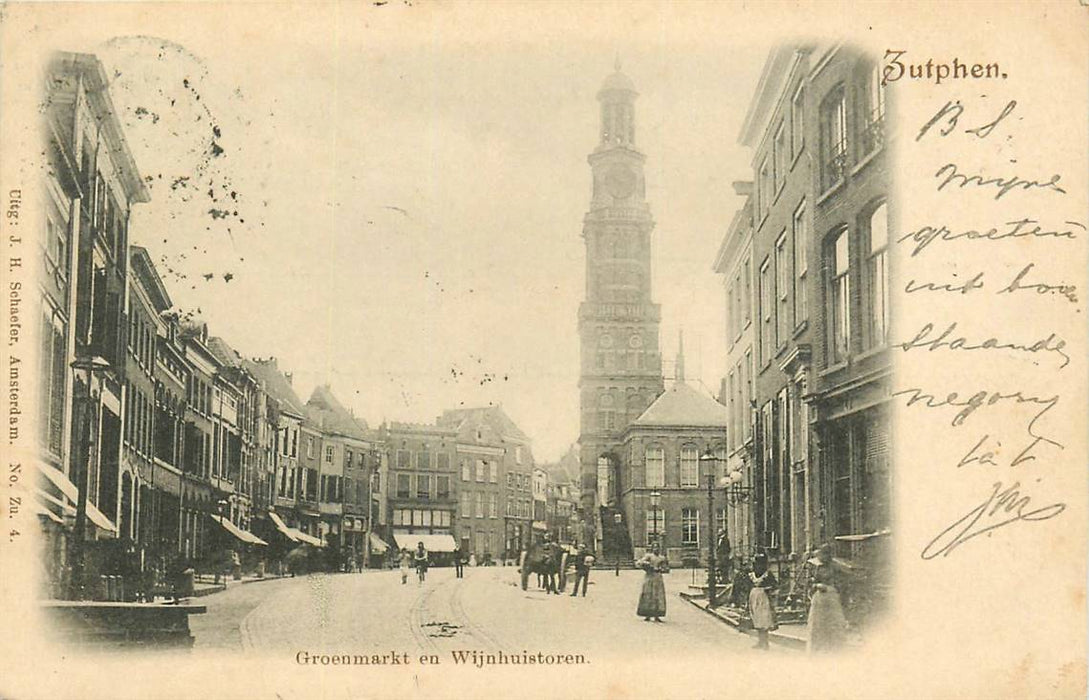 Zutphen Groenmarkt en Wijnhuistoren