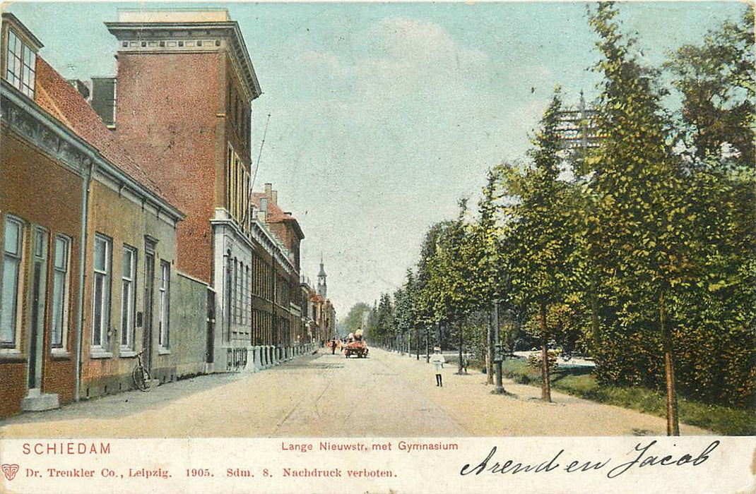 Schiedam Lange Nieuwstraat met Gymnasium